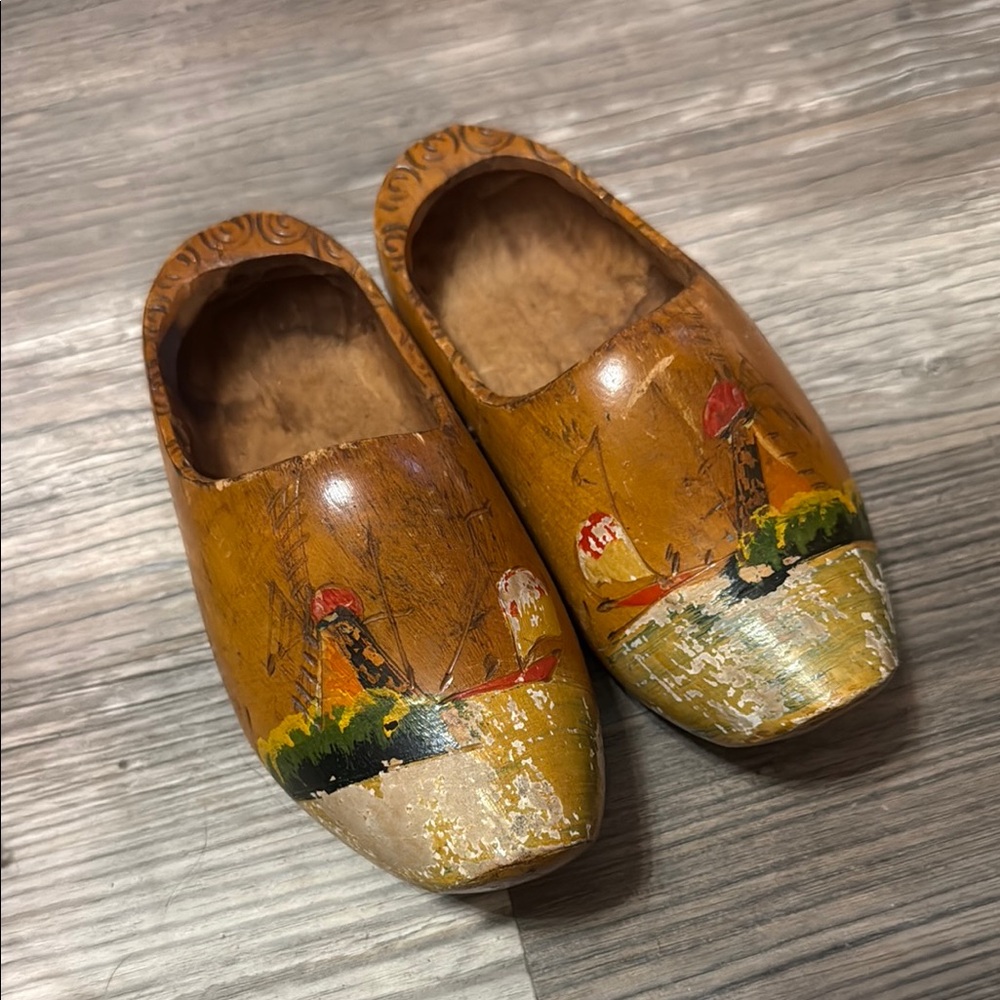 Holland Dutch hand painted, hand made wooden clogs